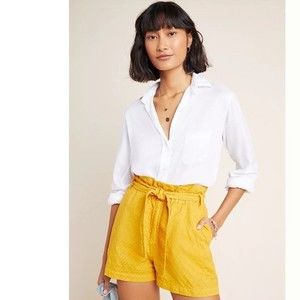 Anthropologie Amadi Rhys Textured Paperbag Shorts in Mustard Yellow S